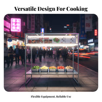 Tricycle Food Stall Rack High-Strength Steel Frame Street Mobile Kitchen Shelf Multi-Functional Tricycle Display Shelf for S, Sidewalks