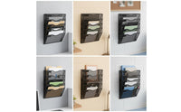 Wall File Organizer Slanted Wall Organizer with 5 Tiers Mesh Document Holder Space-Saving for Professionals, Office, Classroom