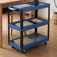 3-Tier Utility Cart Compact Metal Rolling Tool Cart Sturdy Furniture for Garage