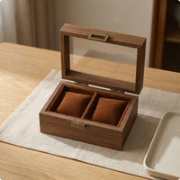 Walnut Watch Box Handy Clasp Wooden Watch Organizer Removable Pillows for Desk