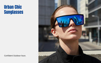 Punk Style Sunglasses, Oversized Square Frame, Outdoor Cycling, Unisex