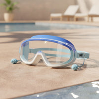 Clear Lens Swimming Goggles with Earplugs Soft Nose Bridge Swim Goggles with Earplugs Anti-Fog Eyewear Protective for Swimmers