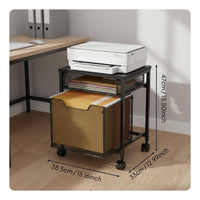 Rolling File Cabinet with Wheels Under Desk Storage Cart Lockable Casters Mobile Printer Stand
