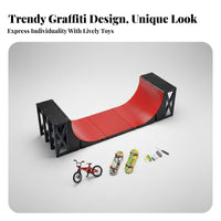 Portable Fingerboard Ramp Set Creative Gift Fingerboard Skate Park Interactive Game for Skateboarders, Teenagers, Office, Bedroom, Playroom