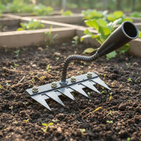 2 in 1 Garden Hand Rake Multi-Tine Hoe Rake Soil Loosening Cultivator for Farmers, Gardeners, Farm, Yard Planting Weeding
