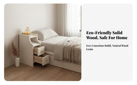 Sturdy Construction Narrow Bedside Table Easy to Clean Slim Space Storage Cabinet Rounded Corners Slim Bedside Cabinet with Drawers No Assembly Required for Apartment Dwellers, Homeowners, Students, Dorm Room, Corner