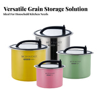Moisture-Proof Stainless Steel Rice Bin Portable Handle Airtight Rice Container Rust-Resistant for Pantry