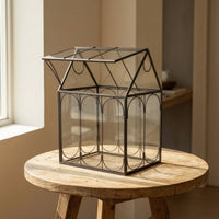 Clear House-Shaped Terrarium Modern Display Terrarium Sturdy Glass Planter Sturdy for Office