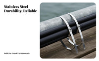 Stainless Steel Cord Tie Stainless Steel Zip Tie Fastening Hardware Rust Resistant Long-Lasting for Outdoor, Fencing