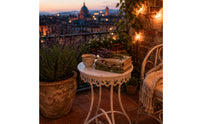 Round Iron Plant Stand Openwork French Retro Plant Stand Scroll Feet Decor Furniture for Garden