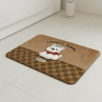 Diatomaceous Earth Bath Mat, 3D Plush-Look Absorbent Quick Dry Non-Slip Bathroom Floor Mat with Cute Pet Design