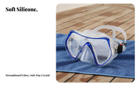 Reinforced Glass Diving Goggles Anti-Fog Snorkeling Facepiece Water Resistant Snorkel Facepiece for Snorkelers, Beginners, Underwater Exploration