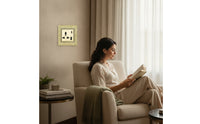 Socket with Faceplate Retro Outlet Panel Hardware Gold-Toned for Living Room, Bedroom