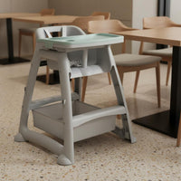 Easy to Clean Multi-Function High Chair with Tray 5-Point Safety Harness Feeding Chair with Removable Tray Silent Universal Wheels Stable Pyramid Structure for Babies, Toddlers, Infants, Restaurant, Hotel