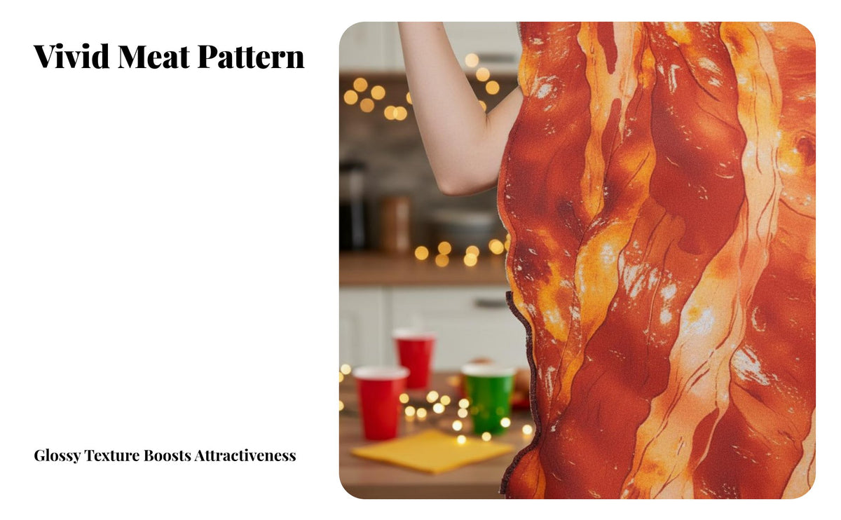 Meat Strip Outfit Realistic Print Funny Food Costume Single-Piece Design Food Themed Bodysuit for Families, Adults, Parties, Stage Performances