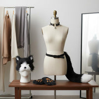 Paw Glove Face Covering Set Halloween Canine Tail Face Covering Set Cosplay Furry Animal Outfit Accessories for Women, Dress-up Party