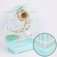 Tiger Skin Parrot Bird Cage Large Luxury Villa Small Bird Cage Metal Roof Shape Ornamental Cage for Budgies and Peonies