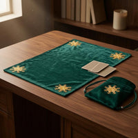 Gold Snowflake Motif Divination Tablecloth and Pouch Set Shiny Material Divination Cloth Set Stitched Edges Drawstring Pouch Smooth Texture