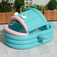 Shaded Inflatable Pool with Canopy Playful Pool with Canopy Portable Resistant for Backyard, Garden, Summer