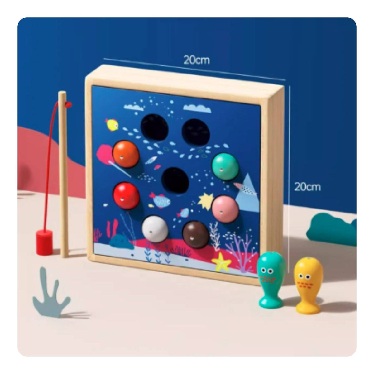 Educational Fishing Toy Develops Manual Skills Fishing Game Great Gift Wooden Sea Creature Activity Set Promotes Hand-Eye Coordination for Toddlers, Preschoolers, Preschool, Daycare