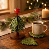 Wooden Hot Pad Set Decorative Wooden Christmas Tree Hot Pad for Kitchen
