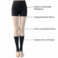 Tights for Women Fleece Lined with Thermal Insulation and Integrated Shorts, Winter Leggings with Shaping Panel Design
