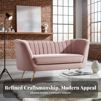 Nordic design Tufted plush fabric Sofa Light Luxury Design Small Couch Slim Metal Legs Loveseat dense Foam padding for Apartment Dwellers, Homeowners, pairs, Living Room, Lounge Area, Office, Bedroom
