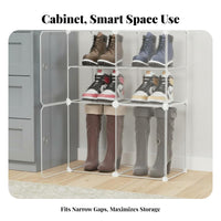 Space Saving Boot Storage Cabinet Large Capacity Modular Shoe Rack Sturdy Frame Stackable Shoe Box Easy Assembly for Home Organizers, Homeowners, Entryway, Hallway, Bedroom, Dorm Room