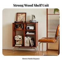 Multi-Functional Low configurable Cubby Shelf Large Capacity bookshelf Stable frame bookshelf Vintage and aesthetic for Apartment Dwellers, Interior Design fans, Living Room, Entryway, Home Office, Playroom