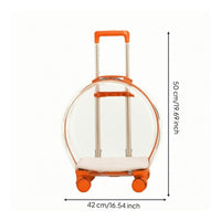 Transparent Rolling Pet Carrier Hard-Shell Pet Carrier with Wheels Smooth Effortless for Travel, Vet Visits