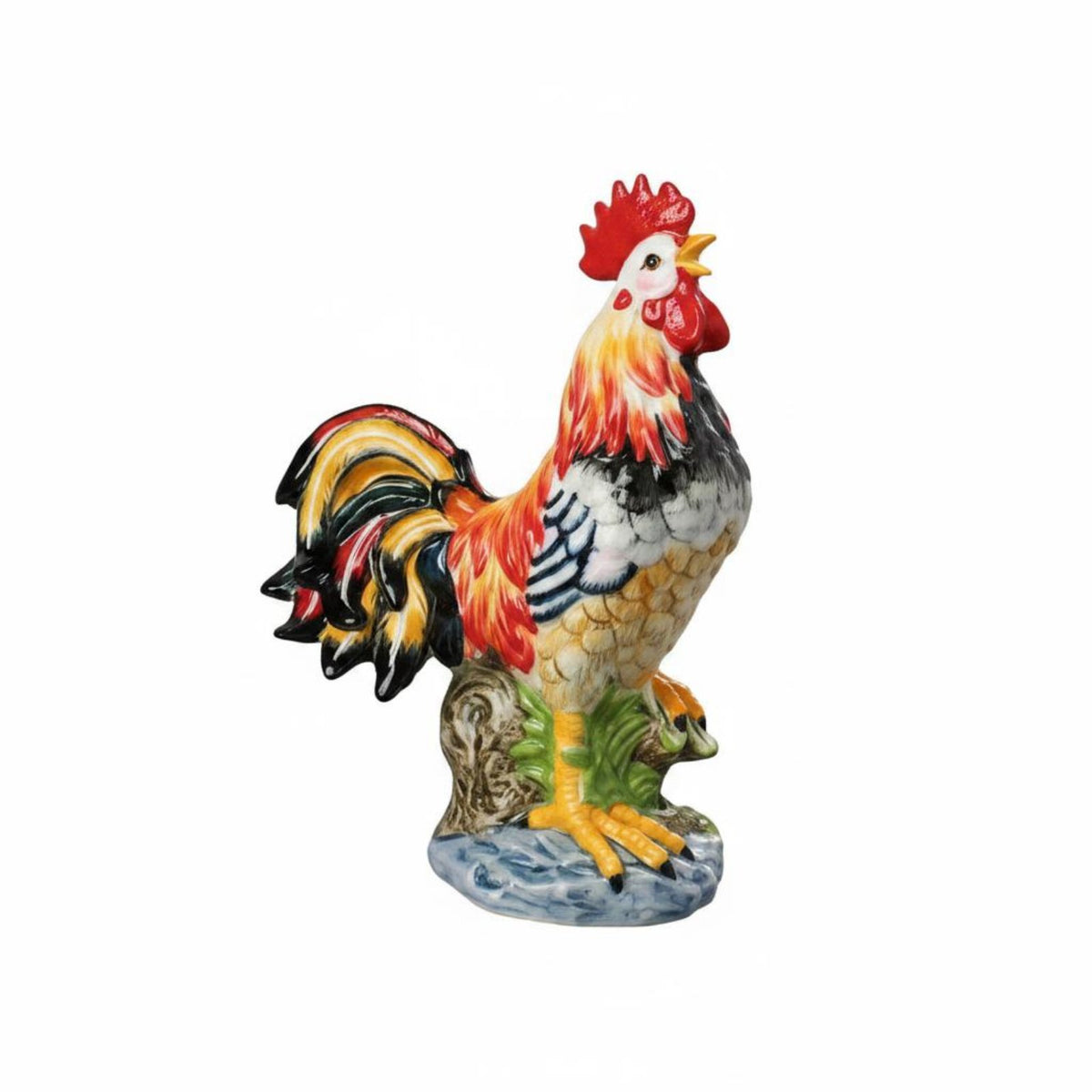 Ceramic Male Chicken Figurine Gift Idea Male Chicken Statue Colorful Statue Decor for Living Room, Beverage Cabinet, Entryway