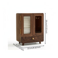 Velvet Lining Walnut Jewelry Box Built-in Mirror Multi-Layer Jewelry Box Closure