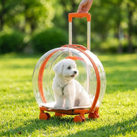 Transparent Rolling Pet Carrier Hard-Shell Pet Carrier with Wheels Smooth Effortless for Travel, Vet Visits