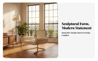Modernist Inspired Serpentine Form Seat Modern Design Accent Armchair Minimalist Aesthetic Lounge Chair Statement Piece for Interior Designers, Apartment Dwellers, Living Room, Reception Area, Bedroom, study corner