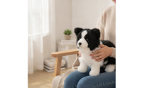 Realistic Border Collie Stuffed Stuffed Animal Lifelike Border Collie Stuffed Animal Soft Stuffed Toy with Faux Fiber Flossy for Dog Lovers, Kids, Toddlers, Playroom, Bedroom, Nursery