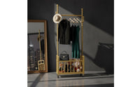 Rolling Clothes Rack with Shelves Stable Design Freestanding Coat Stand with Storage Large Capacity Clothes Hanging Rack with Shoe Shelf for Dorm Room