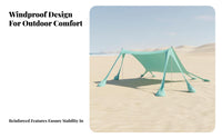 Quick Setup Sandbag Anchor Sunshade Windproof Design Pole and Sandbag Sunshade Adjustable Shade Beach Tent Includes Carry Bag for Beachgoers, Families, Camping, Picnics, Lakeside, Fishing Trips