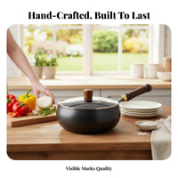 Hand Hammered Iron Wok Coating Handcrafted Iron Pan Multi-Cooktop Compatible Hammered Surface Wok for Individuals, Apartments, Dorm Rooms