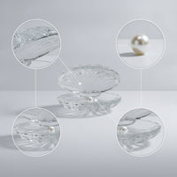 Clam Shell Ornament Reflective Crystal Clam with Pearl Romantic Sculpture for Bookshelf