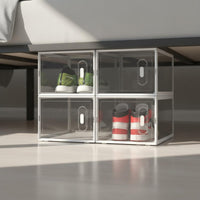 Dust-Proof Stackable Shoe Box Space Saving Clear Plastic Shoe Box Easy to Assemble Sneaker Display Case Sturdy for Sneakerheads, Closet, Entryway, Dorm Room
