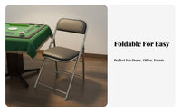 With Backrest Metal Frame Folding Chair Space-Saving Padded Foldable Seat Sturdy and Long-Lasting Portable Seating No Assembly Required for Mahjong Players, Restaurant Owners, Indoor, Events, Parties, Office
