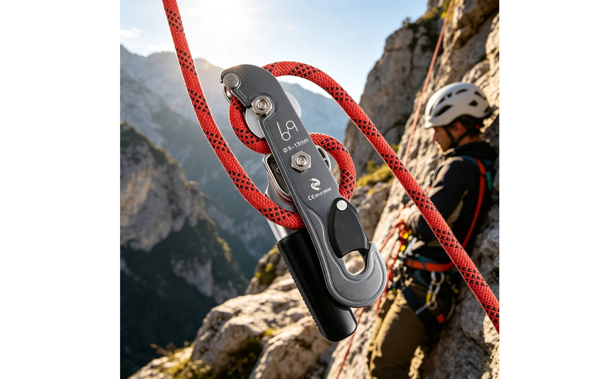 Climbing Descender Fall Protection Descender with Self-Locking Mechanism High-Strength Rappel Equipment for Climbers