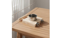 Easy to Clean Parrot Perch Feeder Removable Bowls Enclosure Mounted Bird Feeder Perch Space Saving Parrot Food and Water Bowl Stand Natural Wood for Parrots, Cockatiels, Small Birds, Aviary