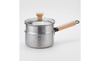 Hammered Finish Stainless Steel Snow Pot Wooden Knob Stainless Steel Pot Hanging Loop Cookware Compact