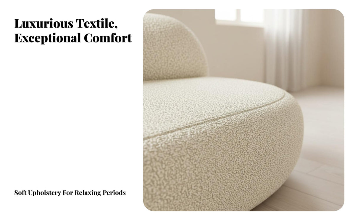 Wavy Sectional Sofa Cream & Design Appearance Living Room Seating Curved Design Featured Chair for Business Owners, Families, Salon Establishment