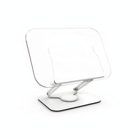 Acrylic Reading Stand with Metal Supports Hands Adjustable Book Stand with Rotating Base Non-Slip Holder for Desk, Learning