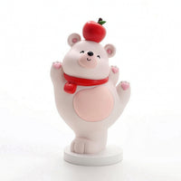 Bear Ornament with Apple Tabletop Bear Figurine Whimsical for Desk, Teens