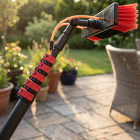 Scrubbing Brush for Window Cleaning and Car Wash, 12m Telescopic Brush with 6 Sections, Carbon Fiber Cleaning Brush, Nylon Scrub Brush Tool