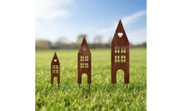 3 Pieces House-Shaped Garden Stake Hanging Hole Decorative House Stake Easy to Install Yard Ornament