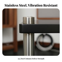 Shock Absorption Stainless Steel Audio Shelf Sturdy Construction High-Fidelity Equipment Rack Heavy Duty Home Theater Equipment Rack High-Density Board for Audiophiles, Listening Room